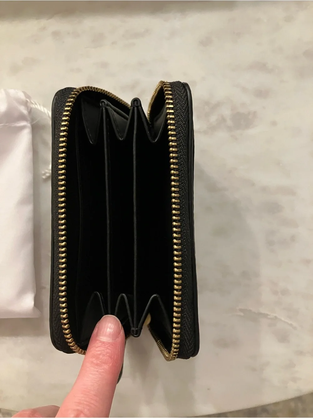 Coach Black Pebbled Leather Zip Card Case with Gold 'C'